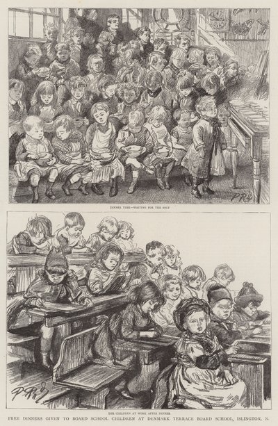 Free Dinners Given to Board School Children at Denmark Terrace Board School, Islington by Charles Paul Renouard